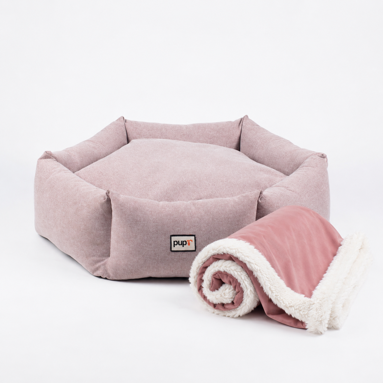 Alex bed with blanket -Blush