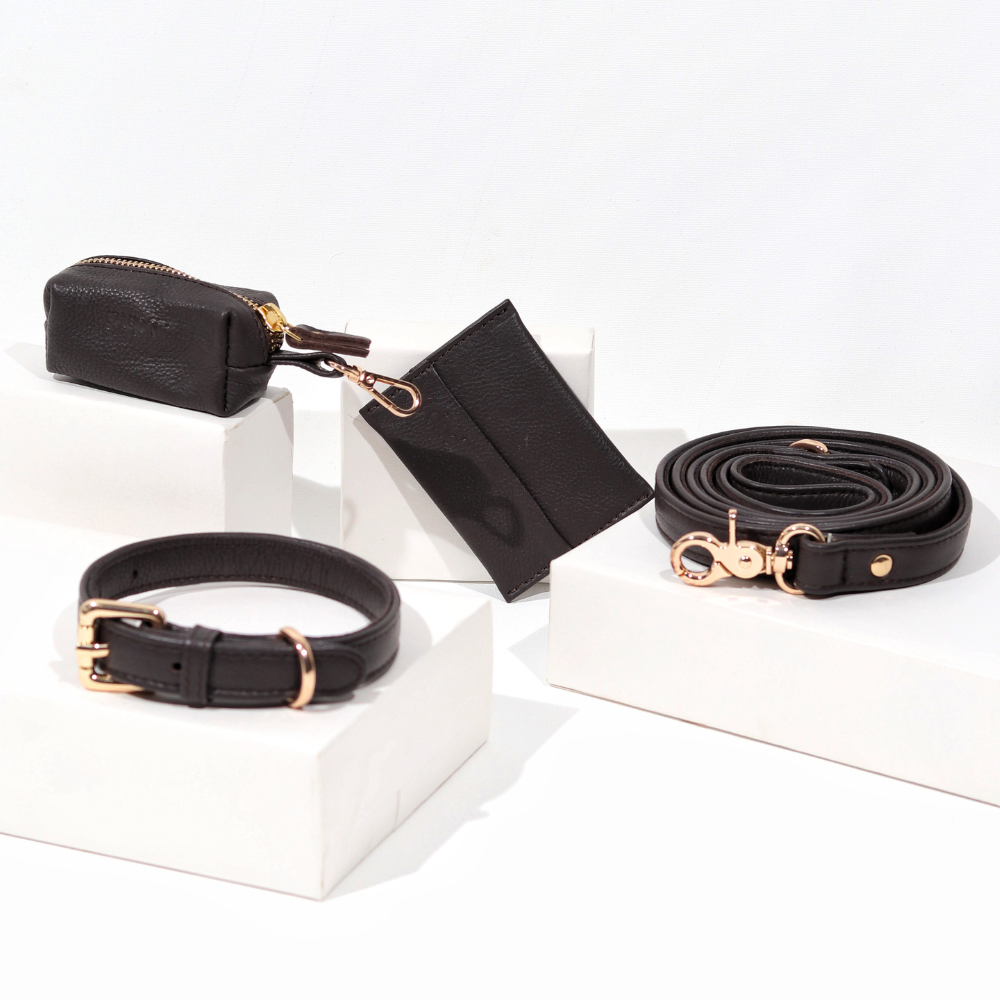 Bronzite Brown Dog Collar & Leash Set