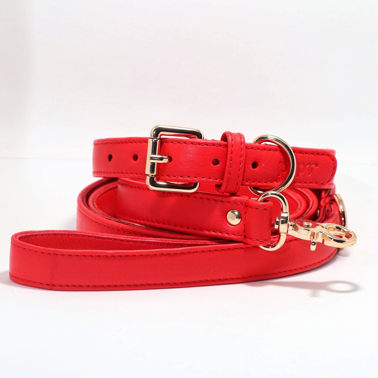 Garnet Red Dog Collar & Leash Set